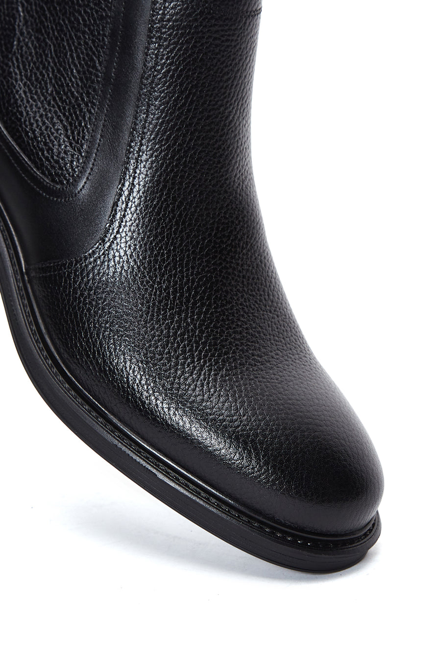 
Men's Black Zippered Leather Casual Boot
