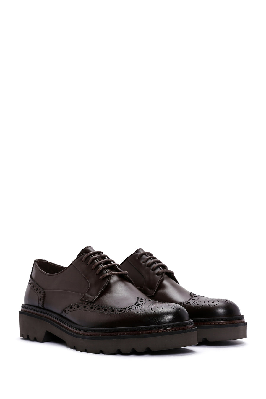 Men's Brown Leather Thick Soled Casual Shoes