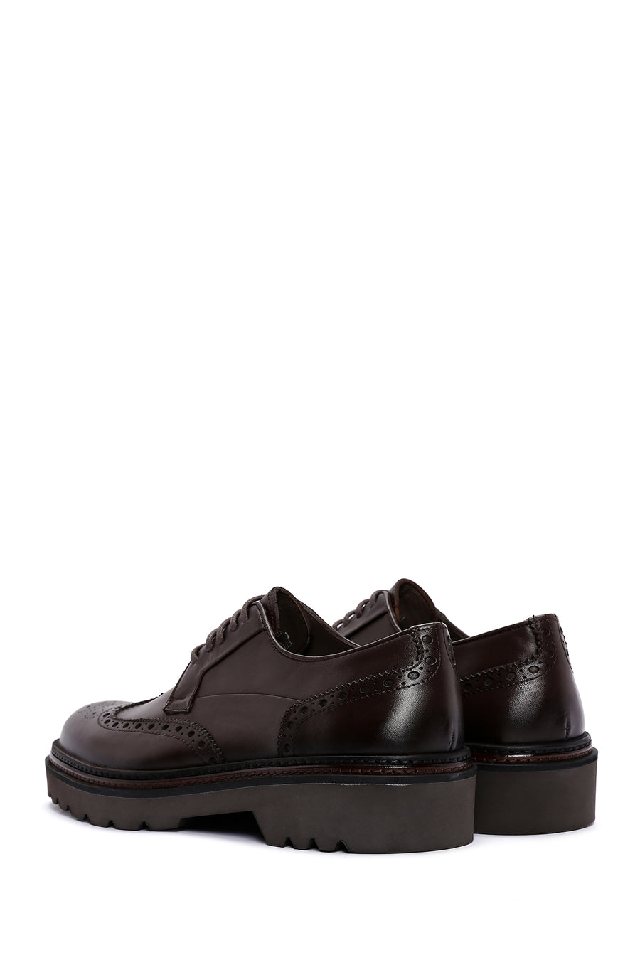 Men's Brown Leather Thick Soled Casual Shoes