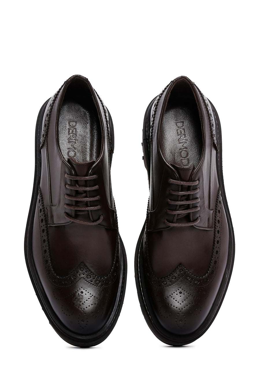 Men's Brown Leather Thick Soled Casual Shoes