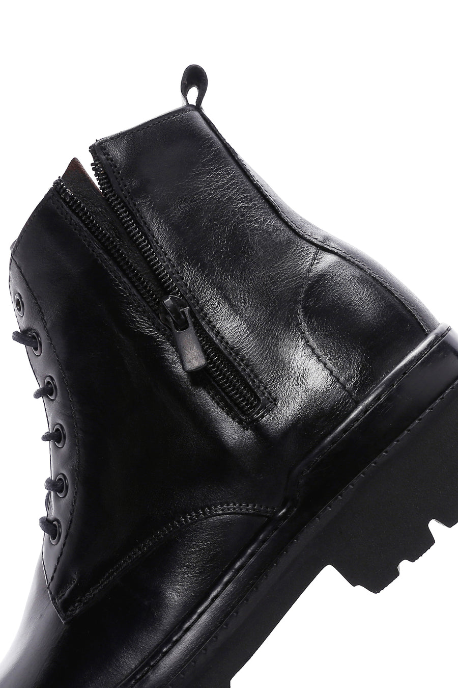 Men's Black Leather Zippered Casual Boots