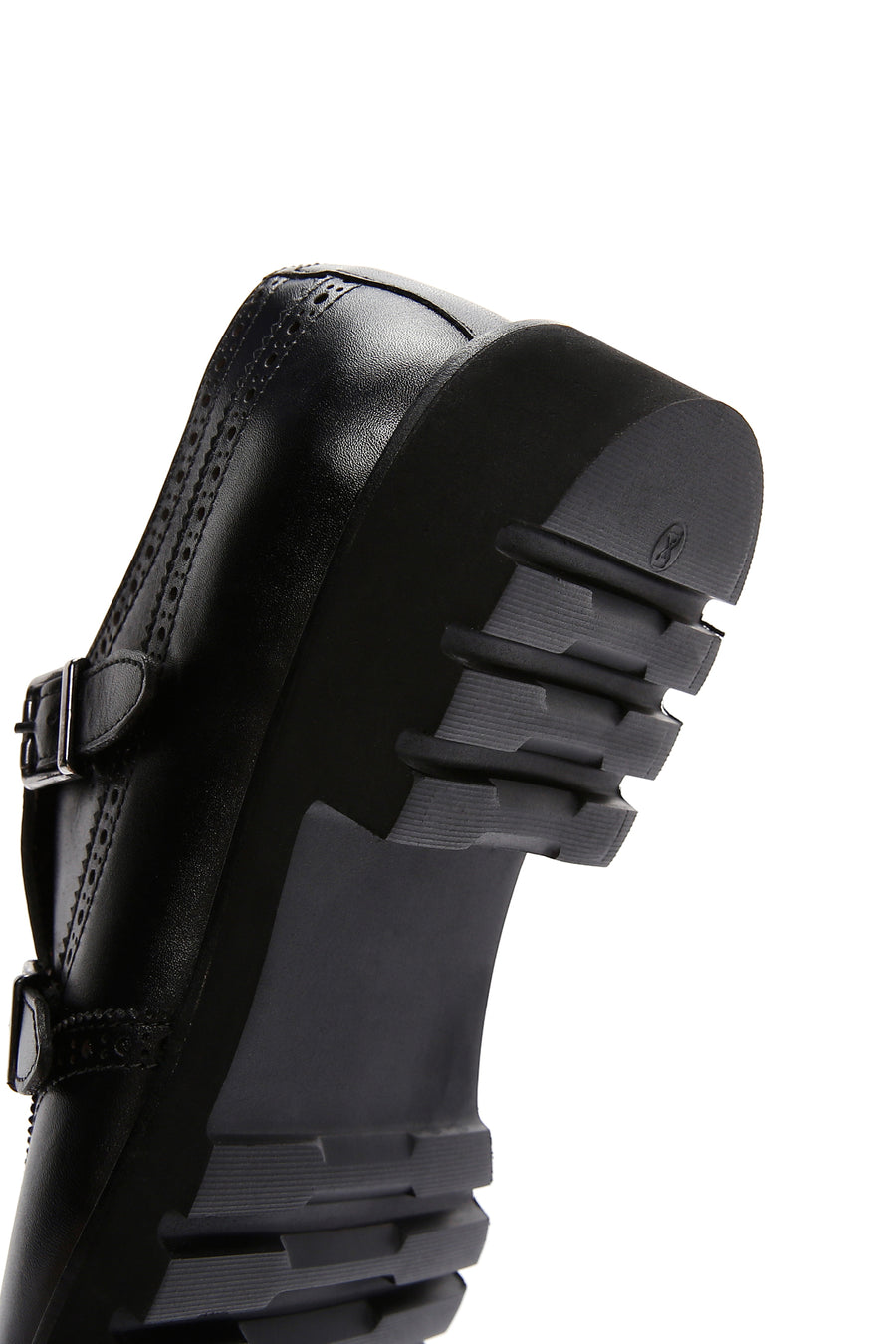 Men's Black Double Buckle Leather Casual Shoes