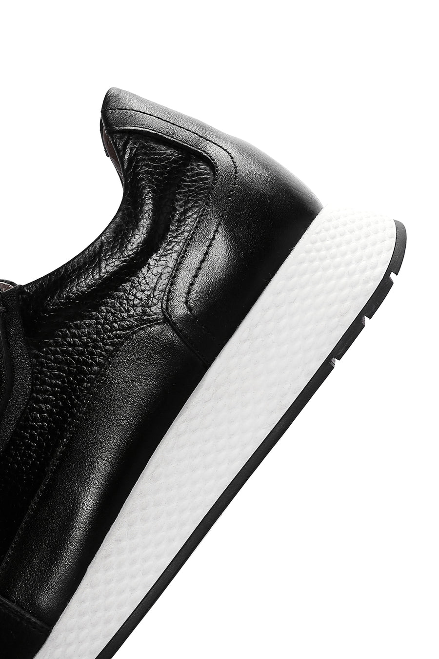 Erkek Siyah Kalın Tabanlı Deri Casual Sneaker