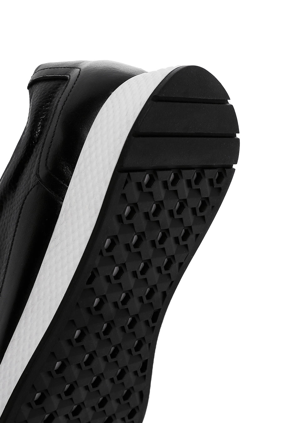 Erkek Siyah Kalın Tabanlı Deri Casual Sneaker