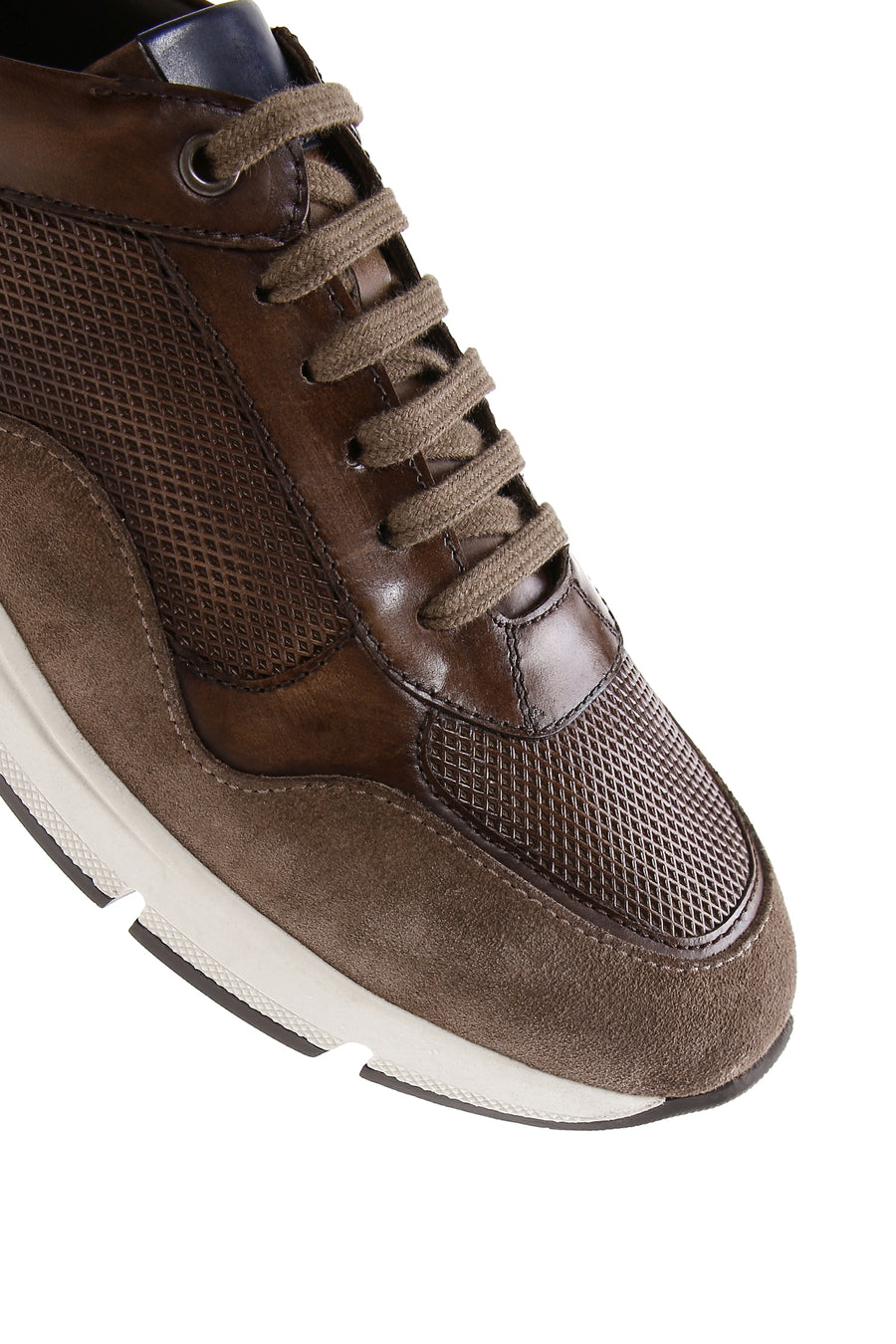 Erkek Kahverengi Deri Süet Detaylı Sneaker