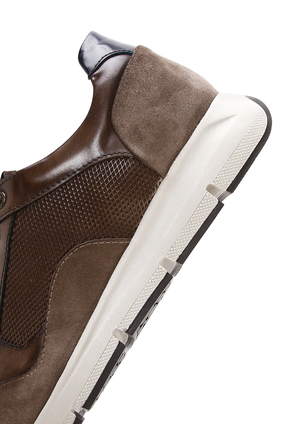 Erkek Kahverengi Deri Süet Detaylı Sneaker