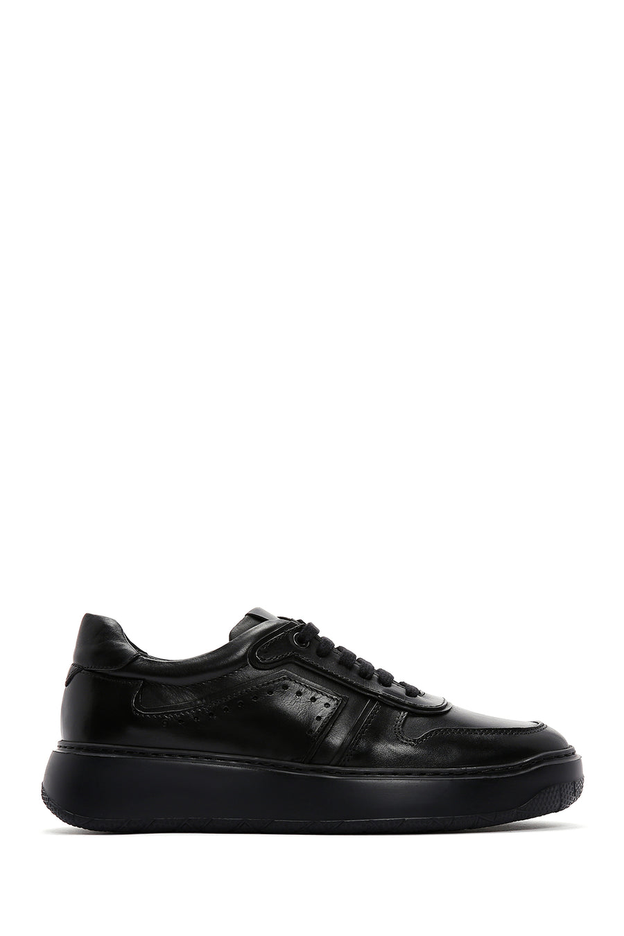 Men's Black Leather Thick Soled Sneaker 23WFD606618 | Derimod