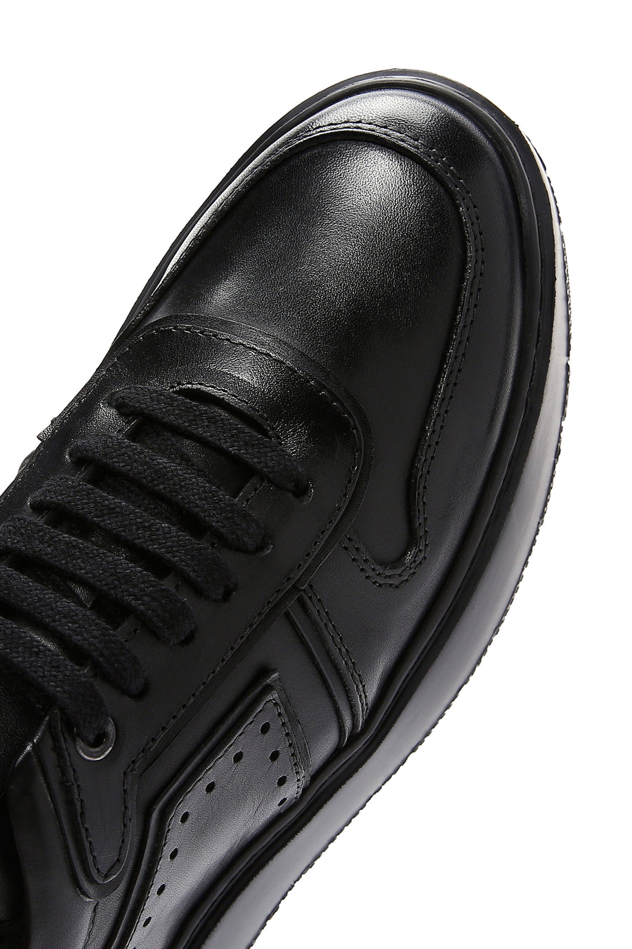 Men's Black Leather Thick Soled Sneaker