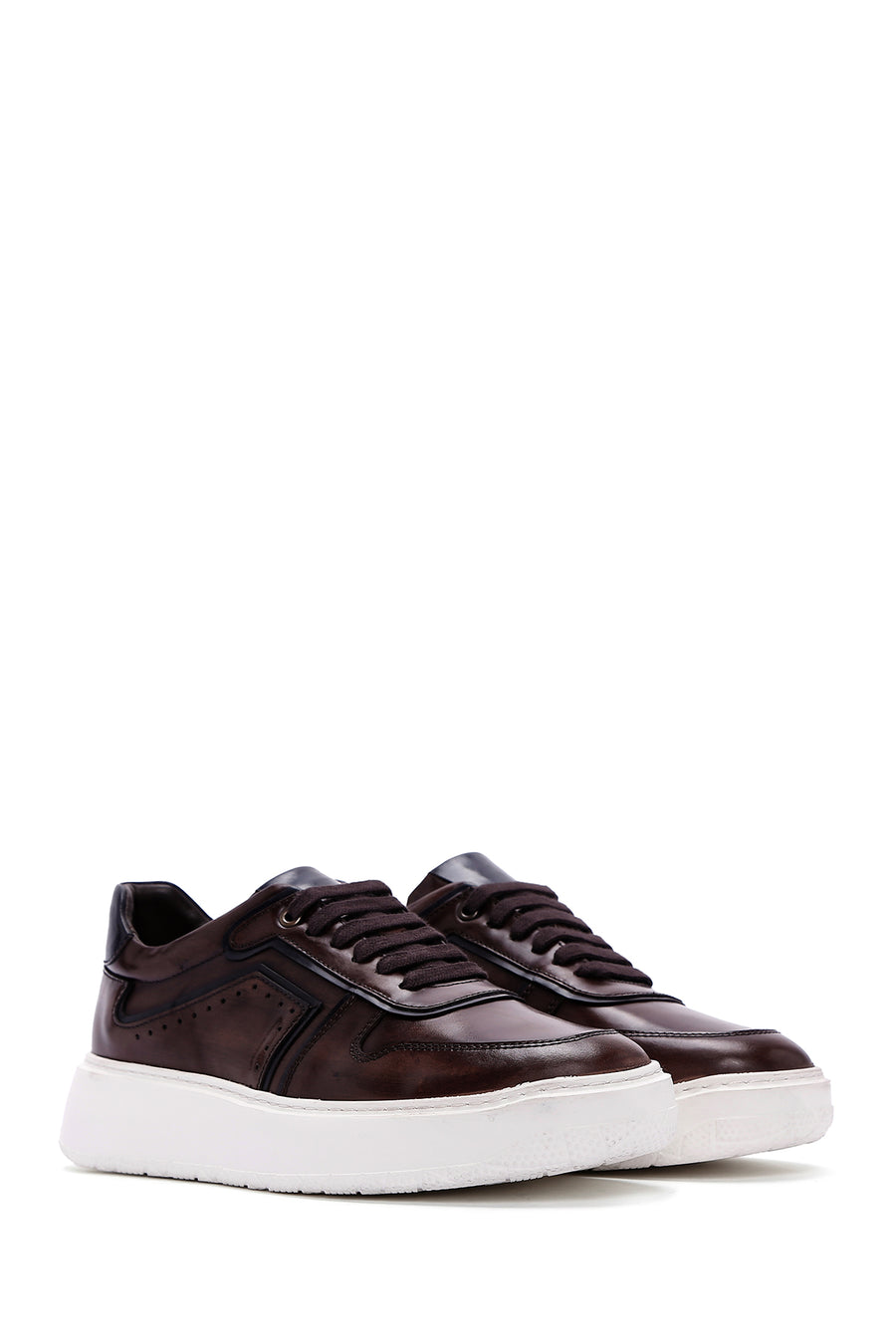 Men's Brown Leather Thick Sole Sneaker