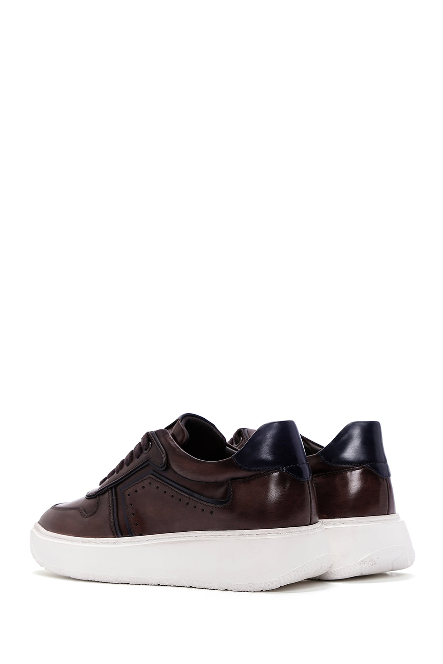 Men's Brown Leather Thick Sole Sneaker