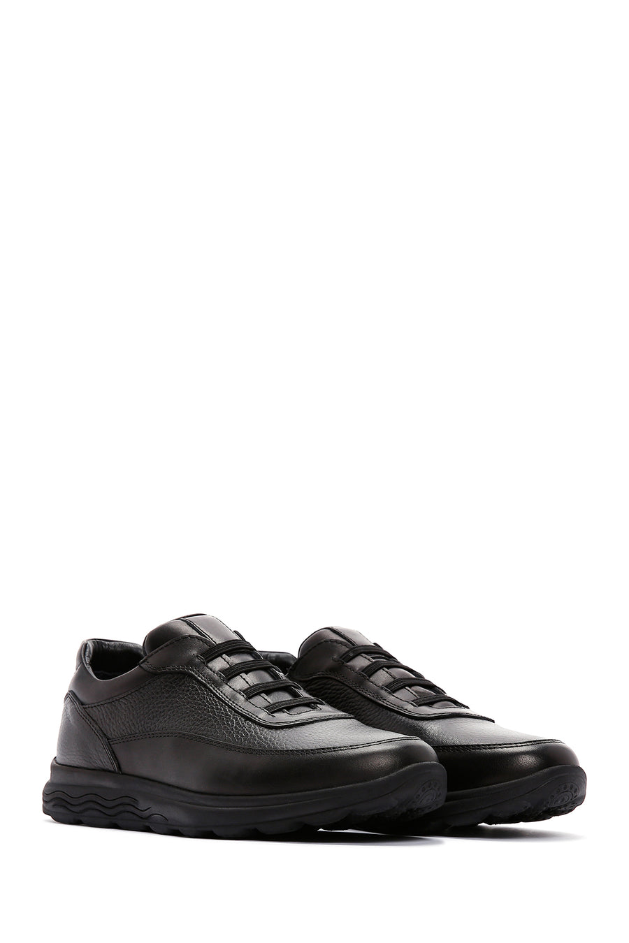 Men's Black Leather Casual Sneaker