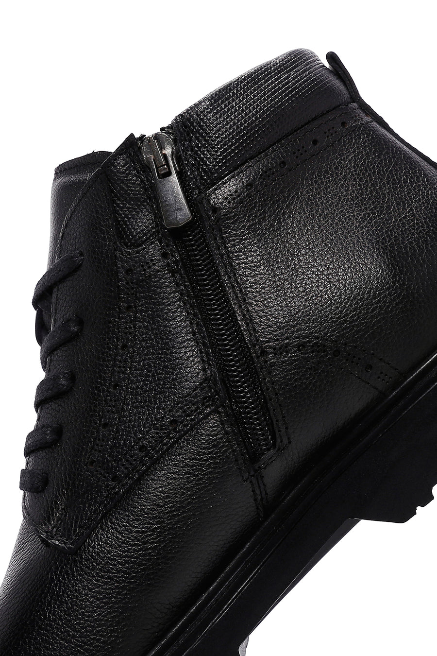 Men's Black Zippered Casual Leather Boots