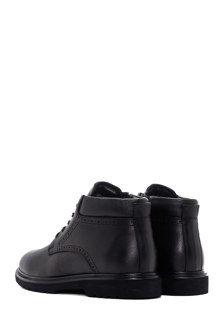 Men's Black Zippered Casual Leather Boots
