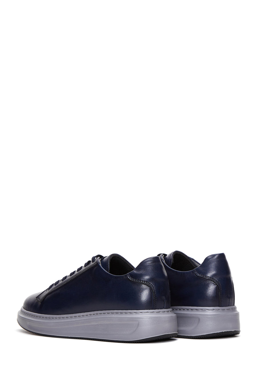 Men's Navy Blue Leather Thick Soled Sneaker