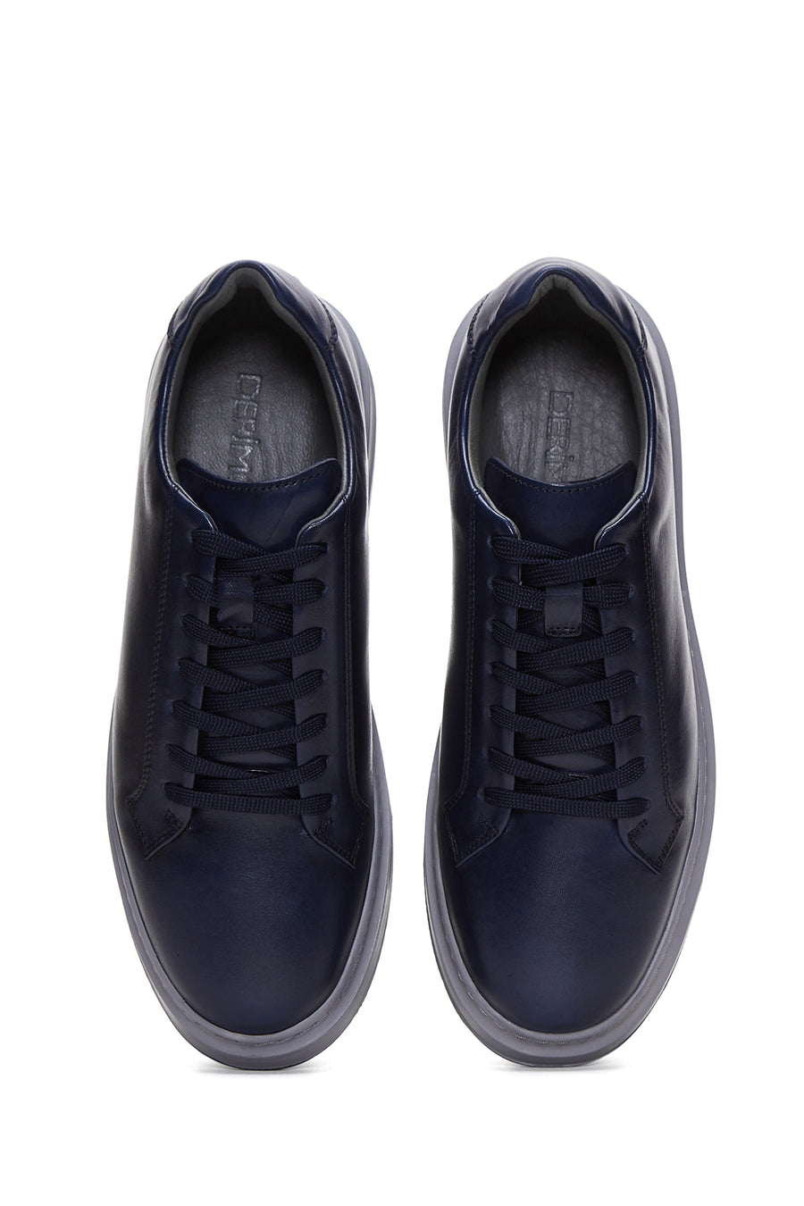 Men's Navy Blue Leather Thick Soled Sneaker