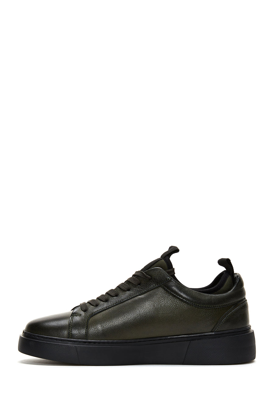 Men's Green Leather Thick Soled Sneaker