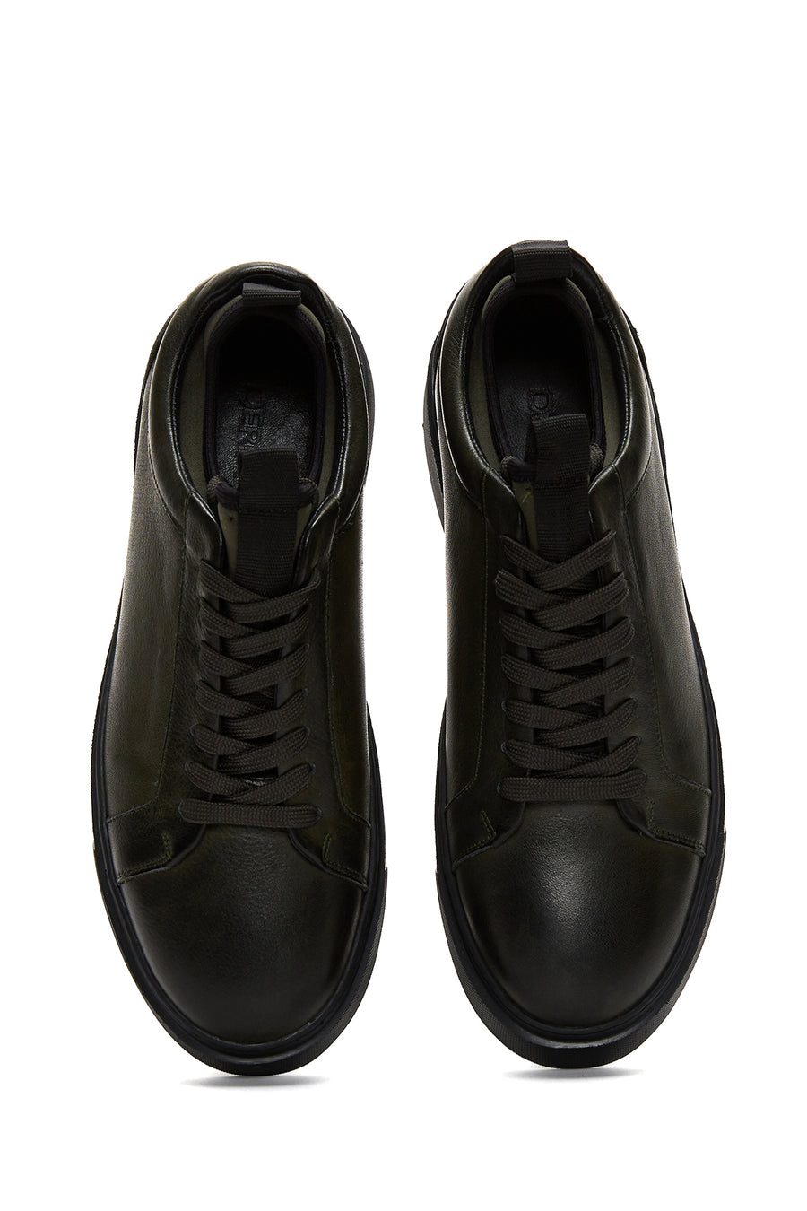 Men's Green Leather Thick Soled Sneaker