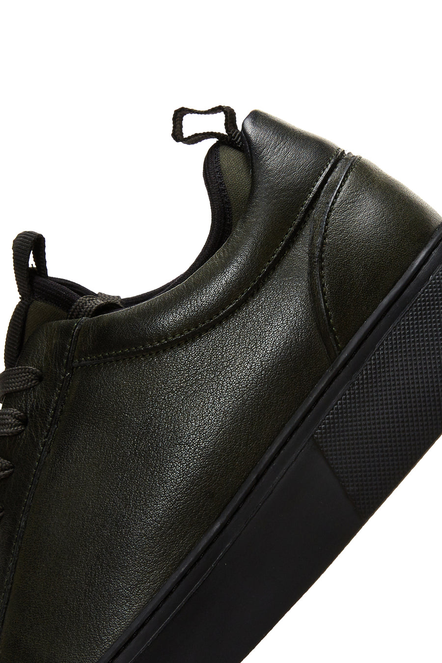 Men's Green Leather Thick Soled Sneaker