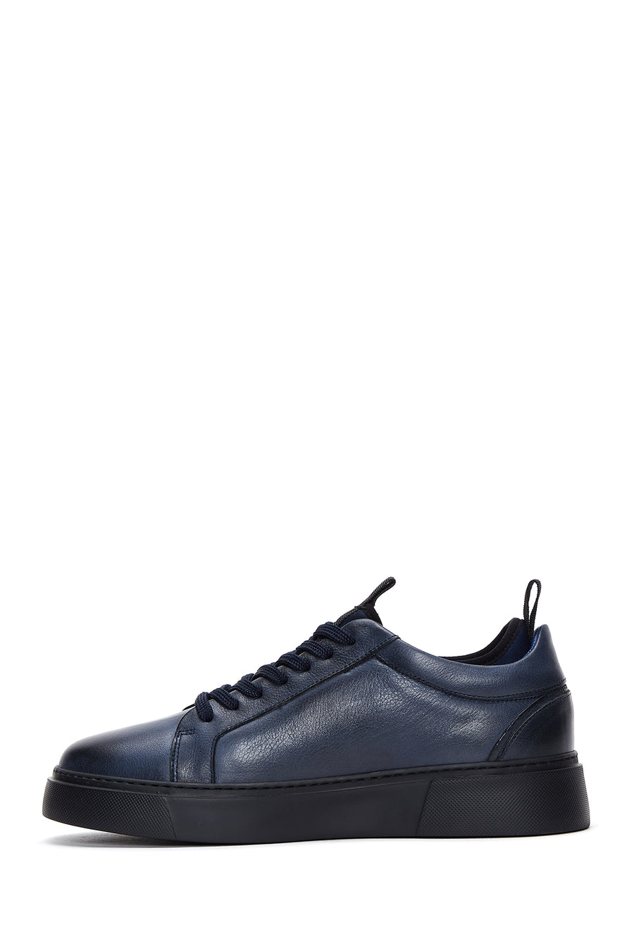 Men's Navy Blue Leather Thick Soled Sneaker