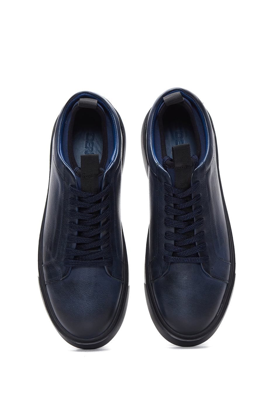 Men's Navy Blue Leather Thick Soled Sneaker