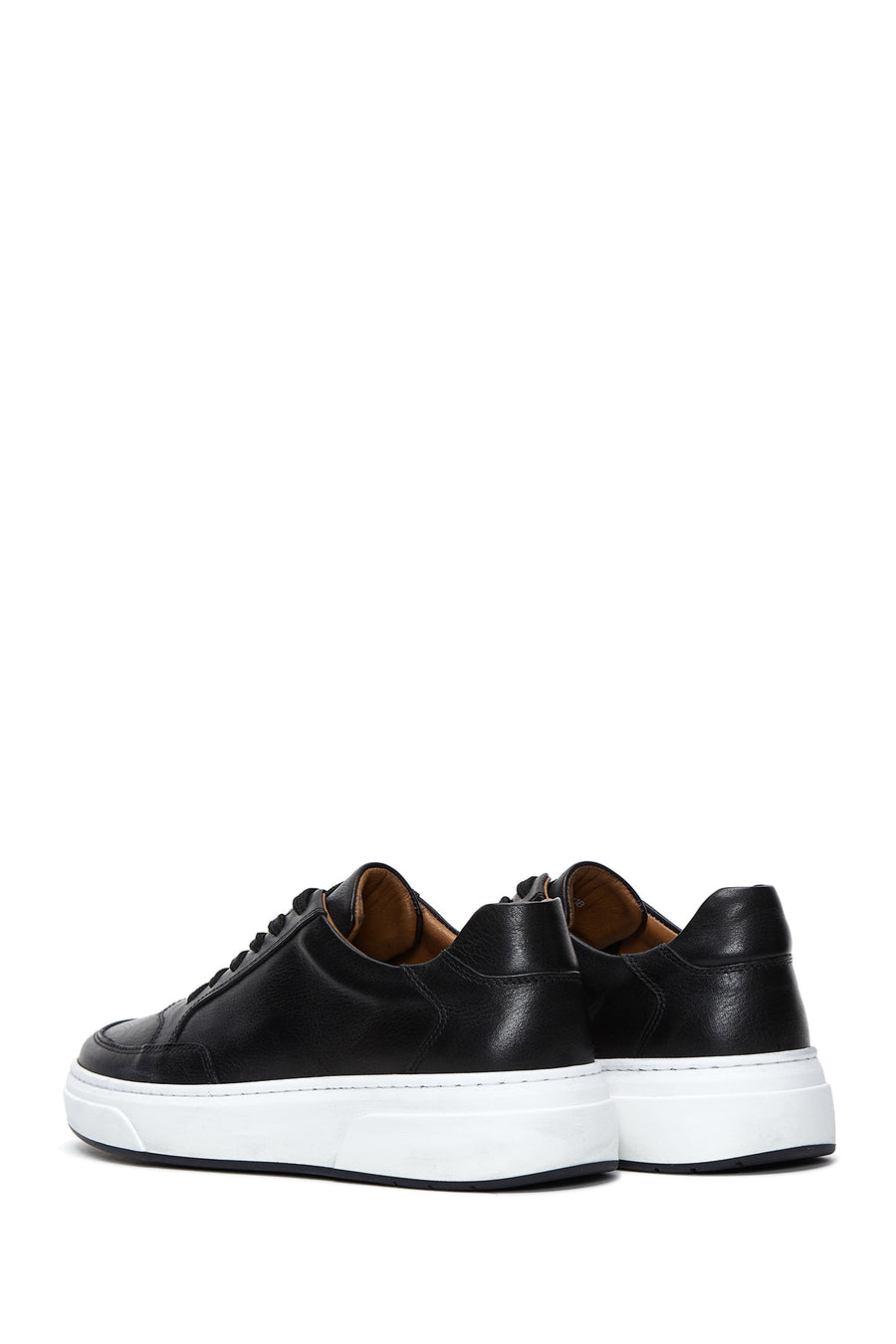 Erkek Siyah Deri Kalın Tabanlı Sneaker