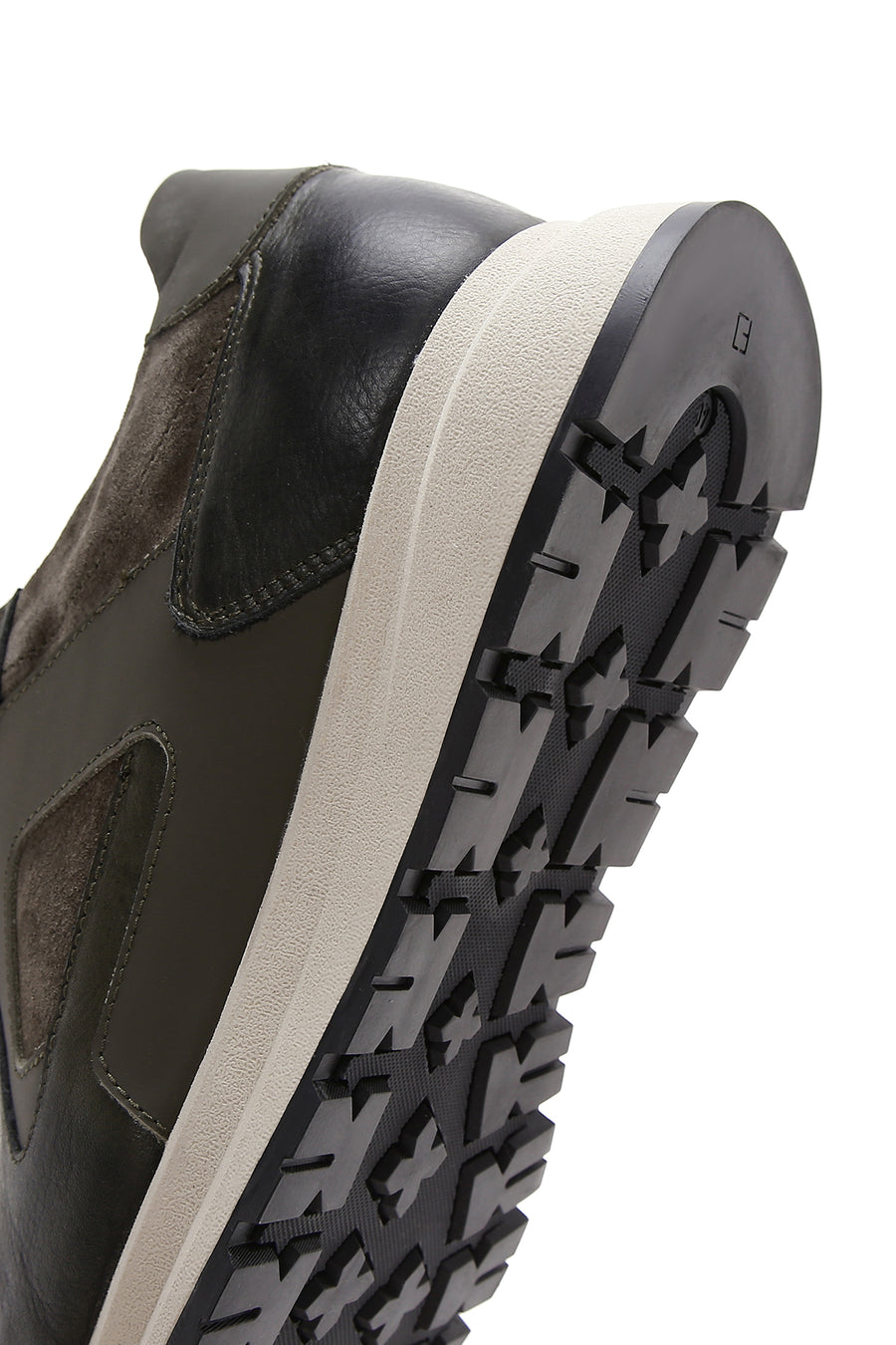 Erkek Haki Deri Süet Detaylı Kalın Tabanlı Sneaker