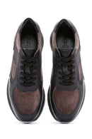 Men's Brown Leather Suede Detailed Thick Soled Sneaker | Derimod