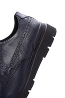 Men's Navy Blue Leather Casual Shoes | Derimod