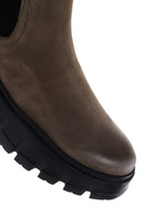 Men's Khaki Thick Soled Chelsea Nubuck Leather Boots | Derimod