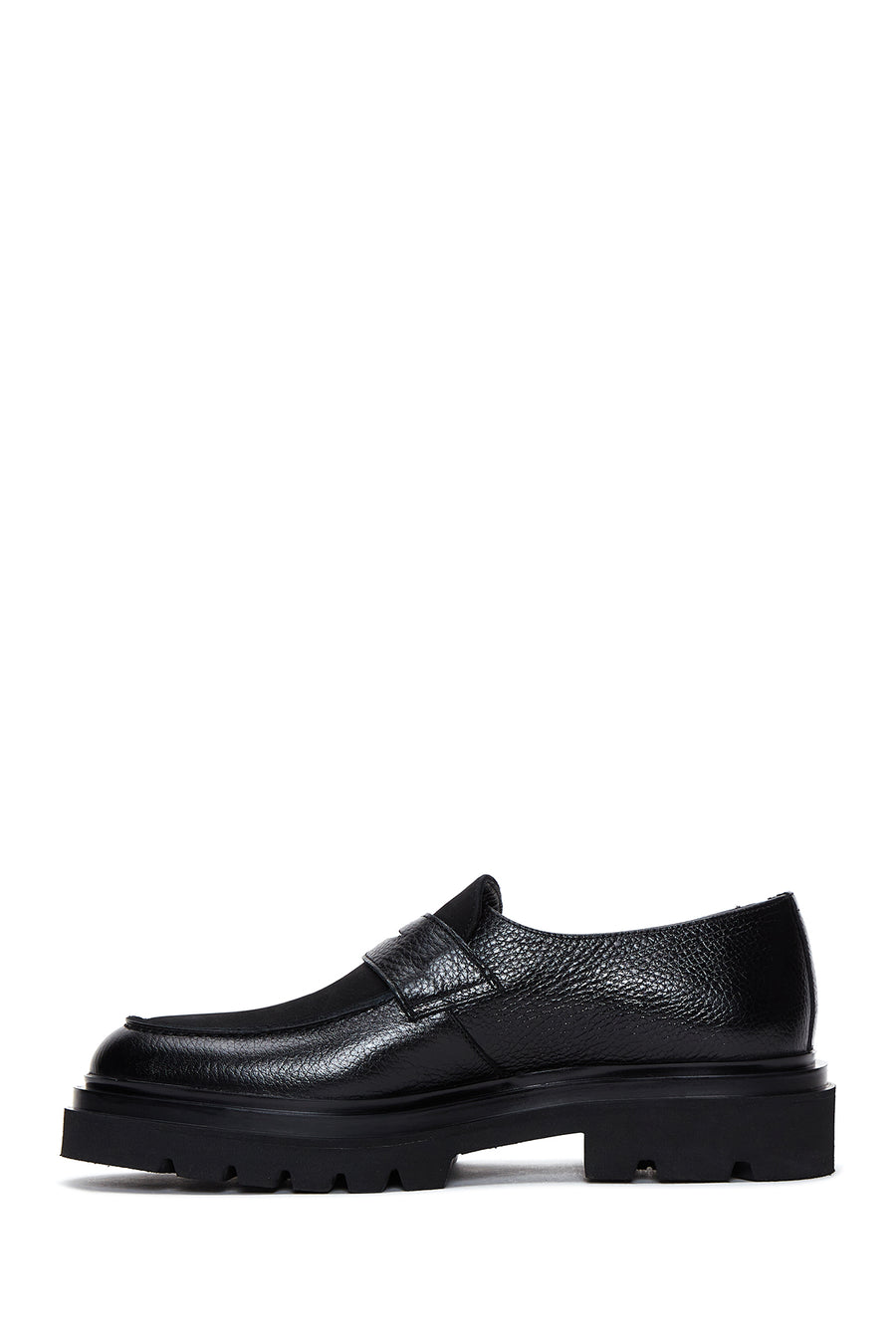 Men's Black Leather Thick Soled Casual Loafer