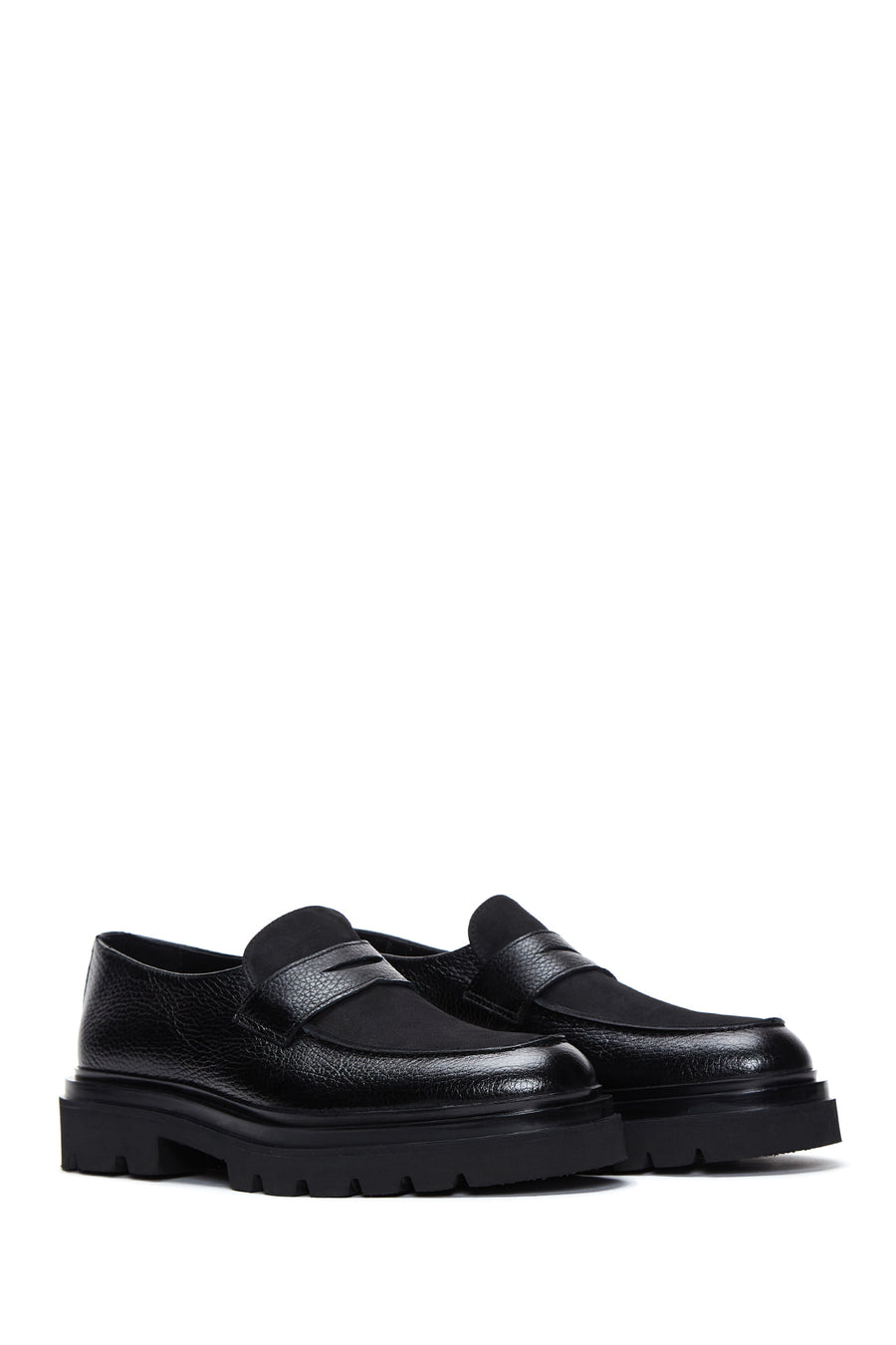 Men's Black Leather Thick Soled Casual Loafer