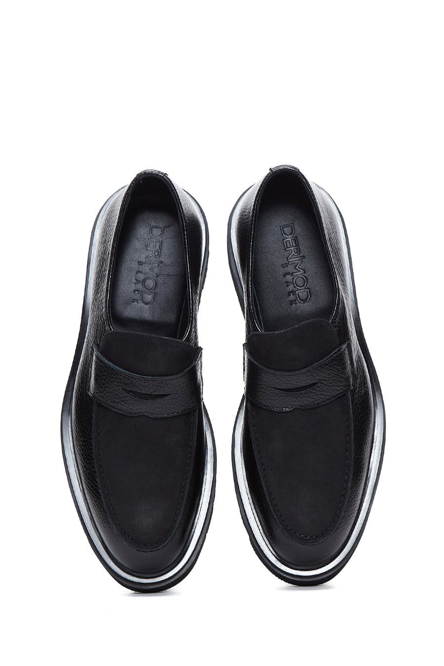 Men's Black Leather Thick Soled Casual Loafer