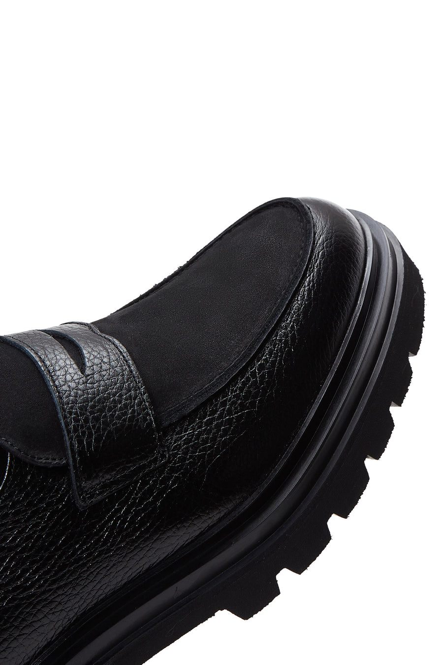 Men's Black Leather Thick Soled Casual Loafer