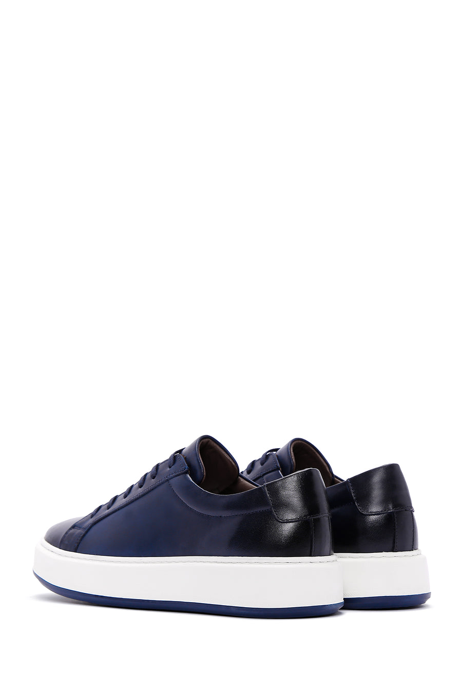 Erkek Lacivert Deri Sneaker