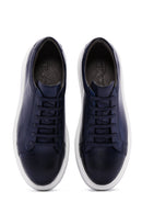 Men's Navy Blue Leather Sneaker | Derimod