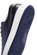 Men's Navy Blue Leather Sneaker | Derimod