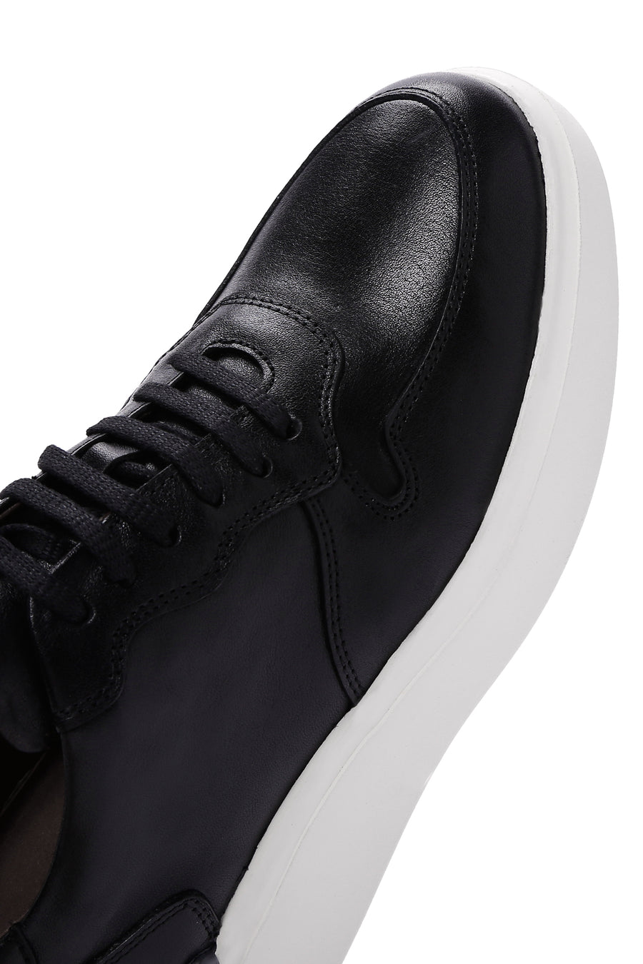 Erkek Siyah Deri Kalın Tabanlı Sneaker