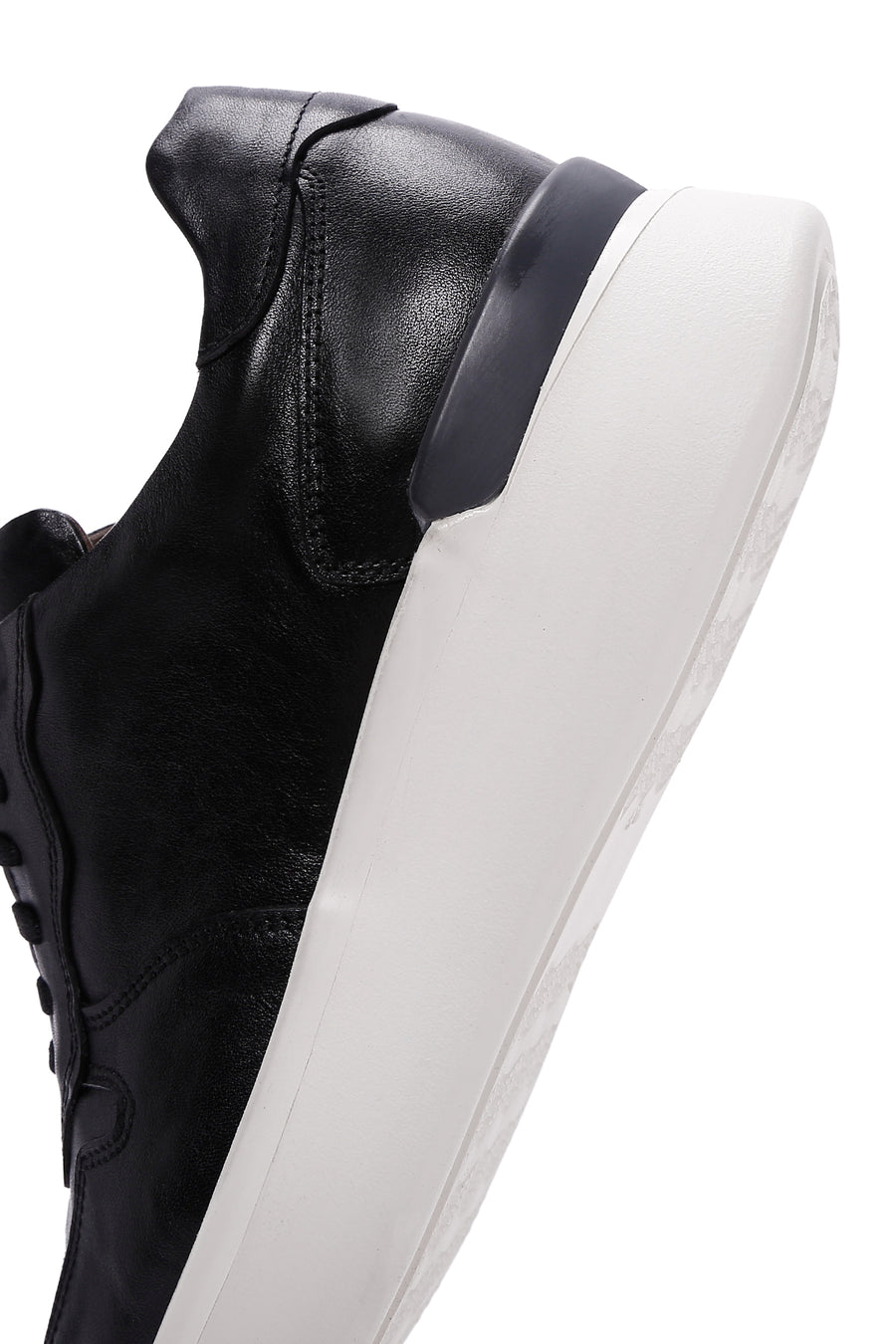 Erkek Siyah Deri Kalın Tabanlı Sneaker