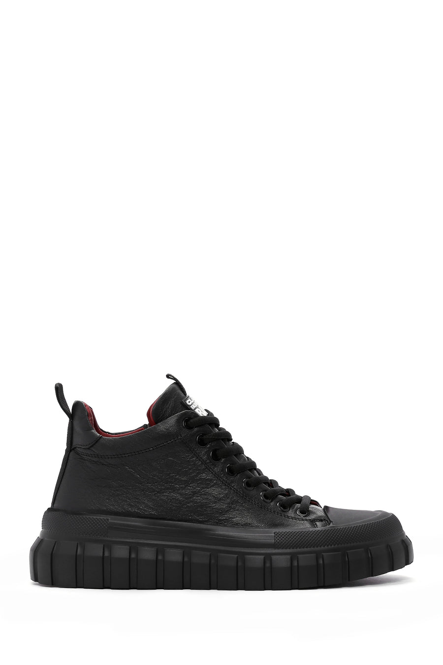Men's Black Thick Sole Leather Cleat Sneaker Boots 23WFD621318 | Derimod