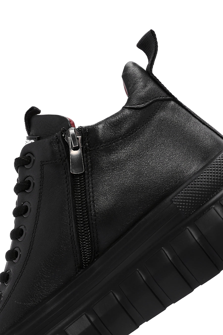 Men's Black Thick Sole Leather Cleat Sneaker Boots