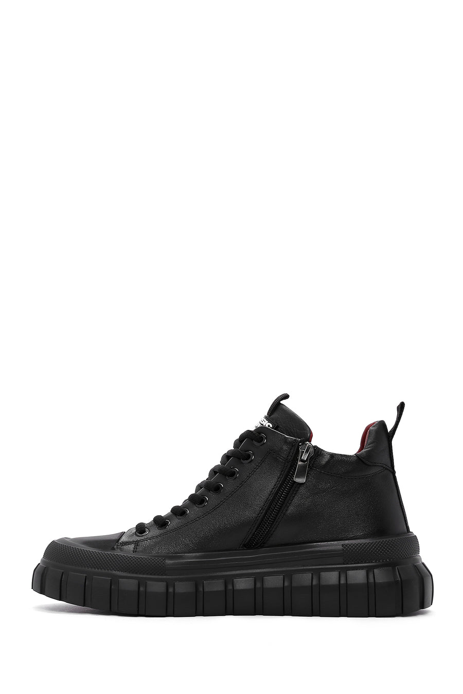 Men's Black Thick Sole Leather Cleat Sneaker Boots