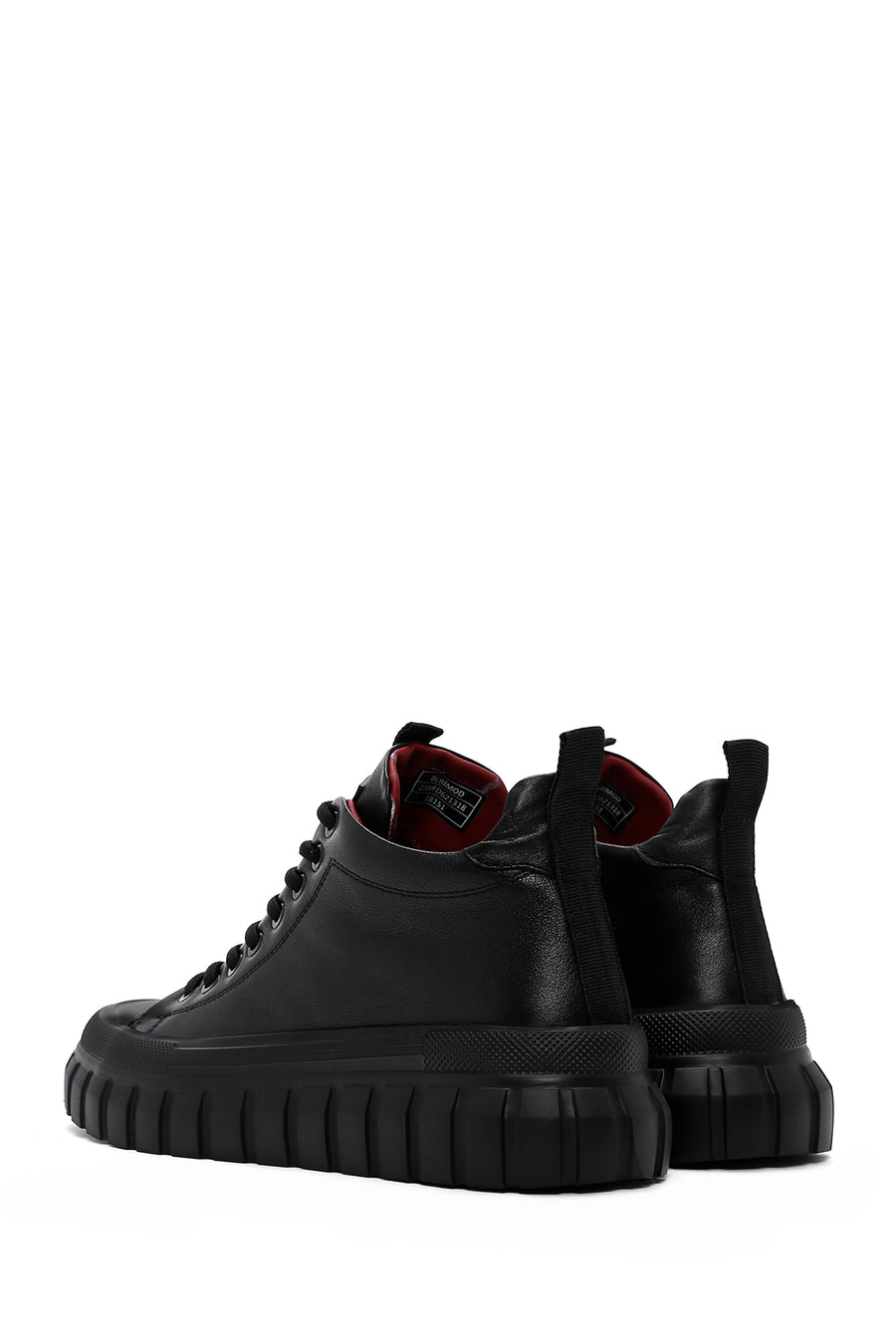 Men's Black Thick Sole Leather Cleat Sneaker Boots