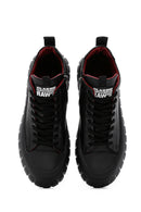 Men's Black Thick Sole Leather Cleat Sneaker Boots | Derimod