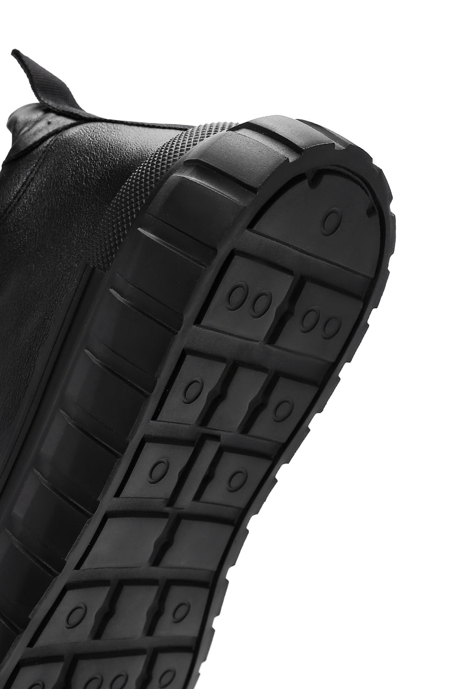 Men's Black Thick Sole Leather Cleat Sneaker Boots