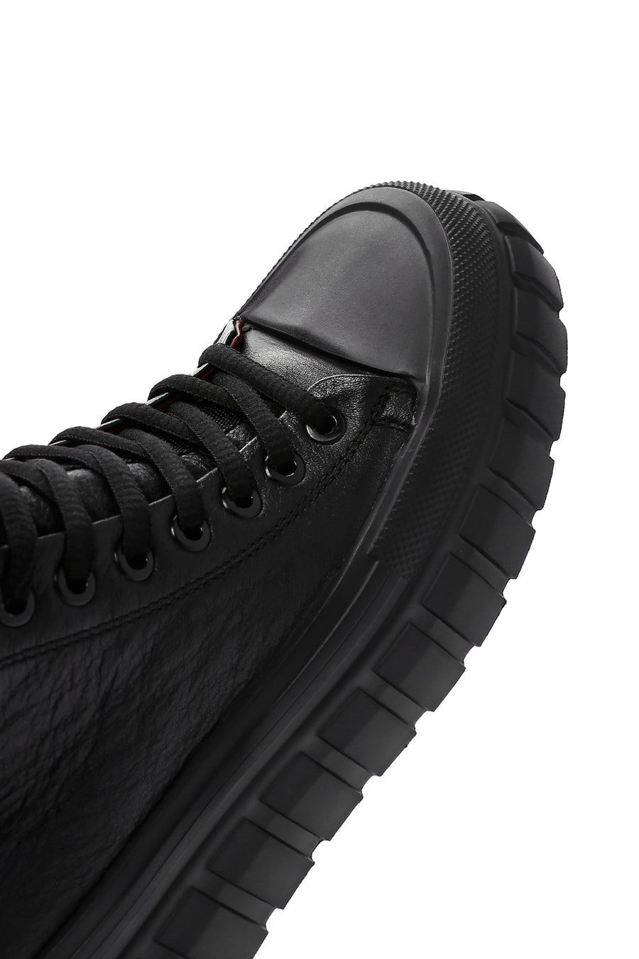 Men's Black Thick Sole Leather Cleat Sneaker Boots