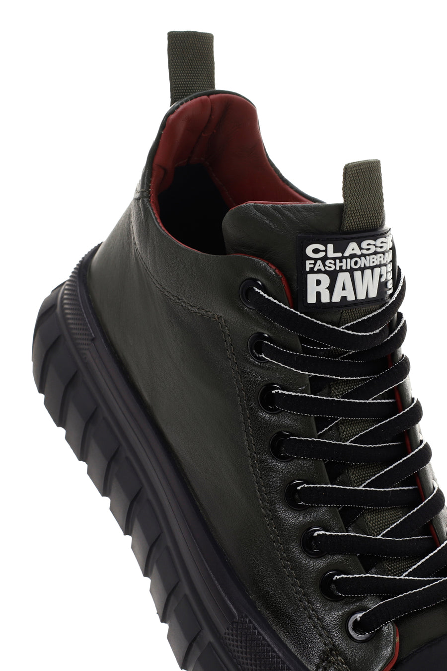 Men's Khaki Thick Sole Leather Cleat Sneaker Boots