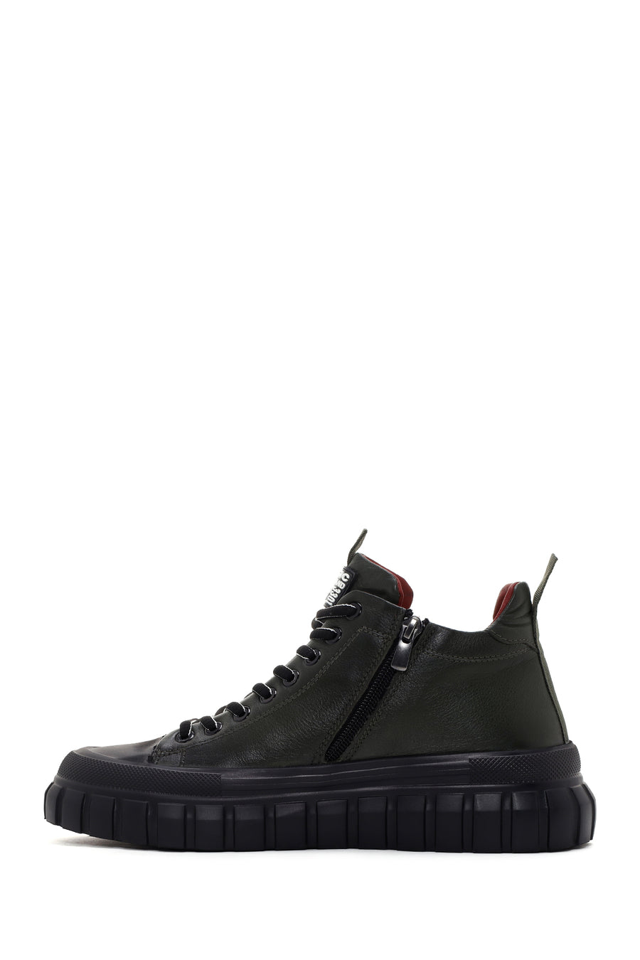 Men's Khaki Thick Sole Leather Cleat Sneaker Boots