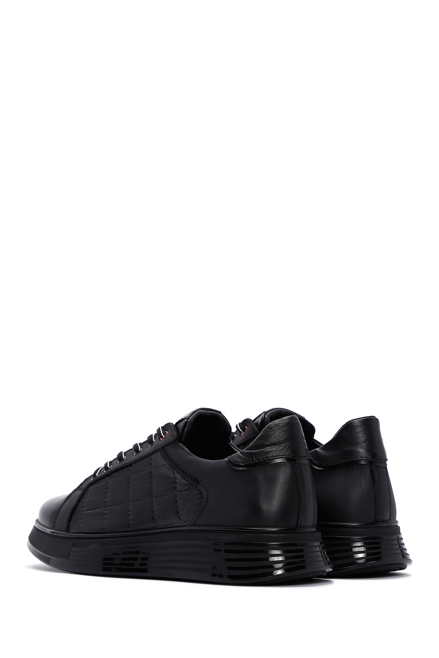 Erkek Siyah Deri Detaylı Sneaker