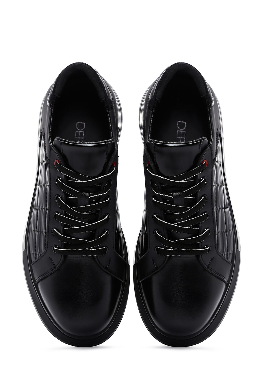 Erkek Siyah Deri Detaylı Sneaker