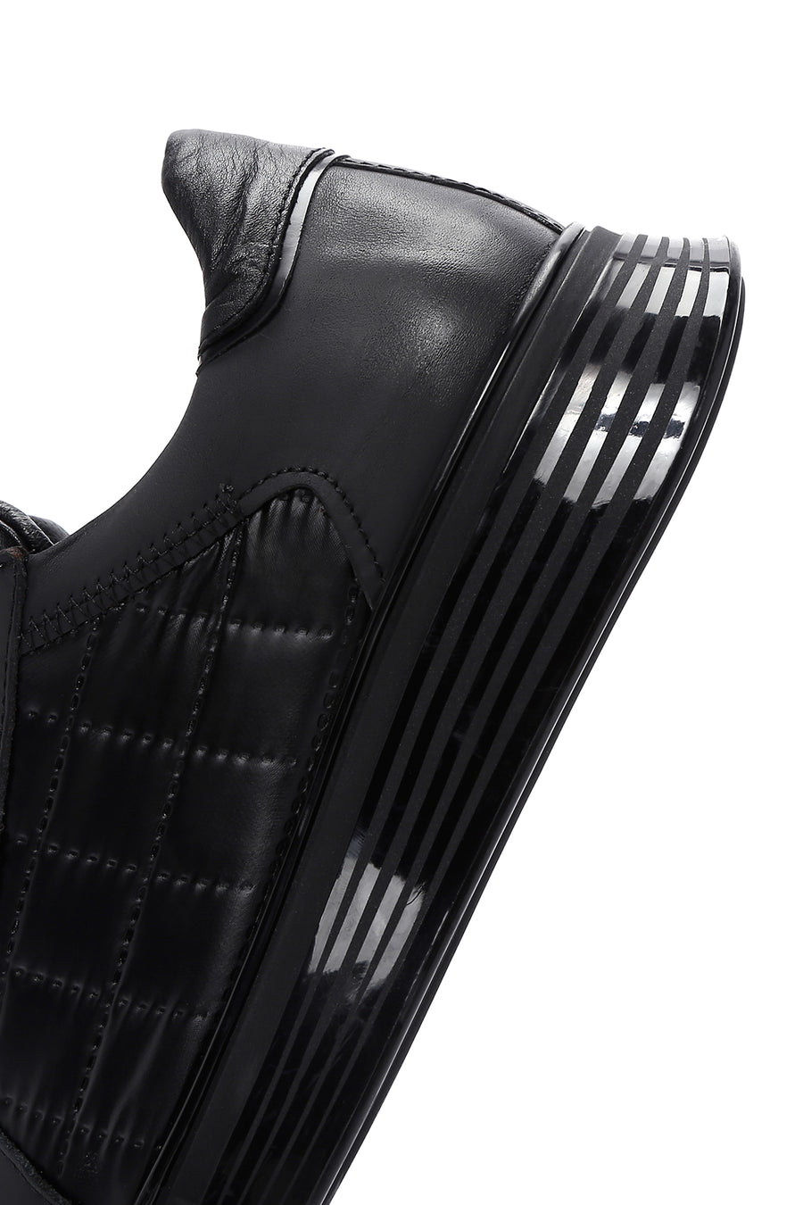 Erkek Siyah Deri Detaylı Sneaker